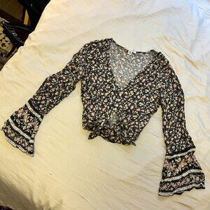 American Eagle Outfitters Boho Floral Tie Top